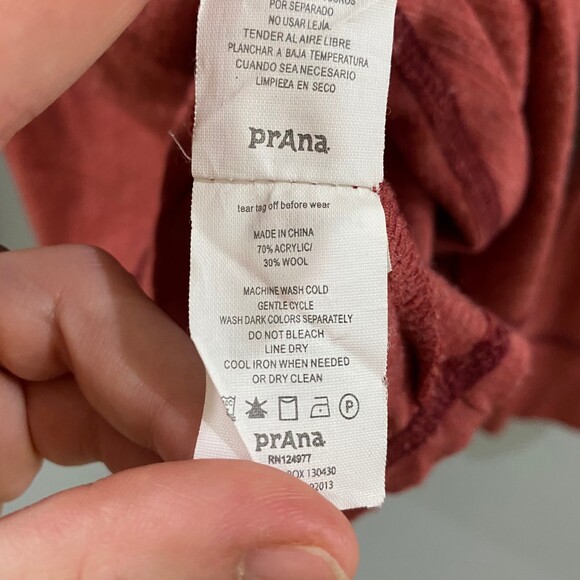 Prana Besha Wool Blend Long Sleeve Collared Shirt - Red XL - Picture 6 of 9